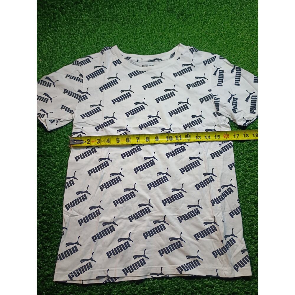 Puma Amplified AOP Youth T-Shirt - White & Black Logo Design LG - Picture 4 of 7